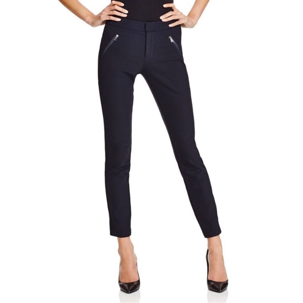 Rebecca Taylor Straight-Leg Techy Pants Women's 8 Navy Tuxedo Stripe Feminine